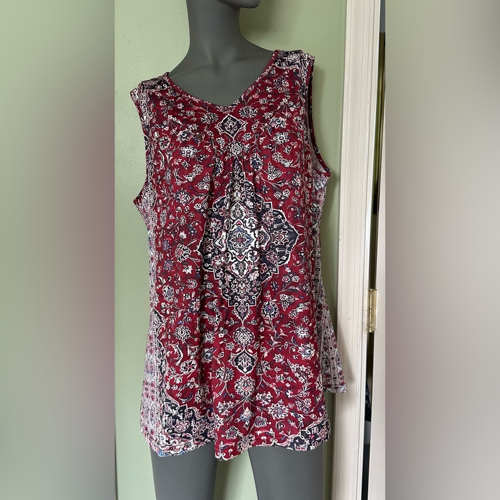 Modlilly Women's Maroon Boho V-Neck Tank Top Size XL NIB